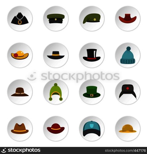 Headdress hat icons set in flat style isolated vector icons set illustration. Headdress hat icons set in flat style
