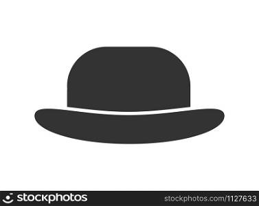 Headdress icon. Black bowler hat. Isolated on white background. flat style.