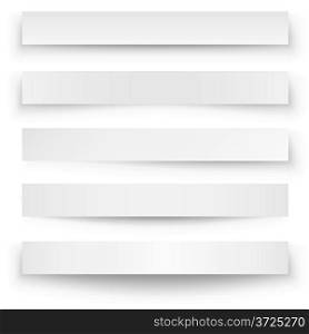 Header blank web banner shadow template isolated on white background.