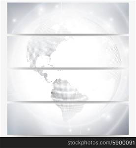 Headers set with dotted world globe, light design vector illustration.