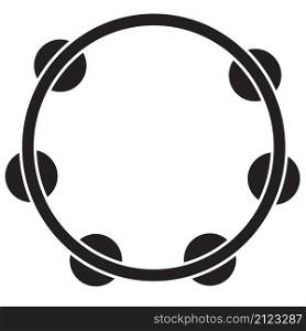Headless tambourine musical on white background. Tambourine glyph sign. musical and instrument symbol. flat style.