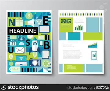 headline startup set of magazine cover , flyer, brochure flat design templates