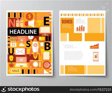 headline startup set of magazine cover , flyer, brochure flat design templates