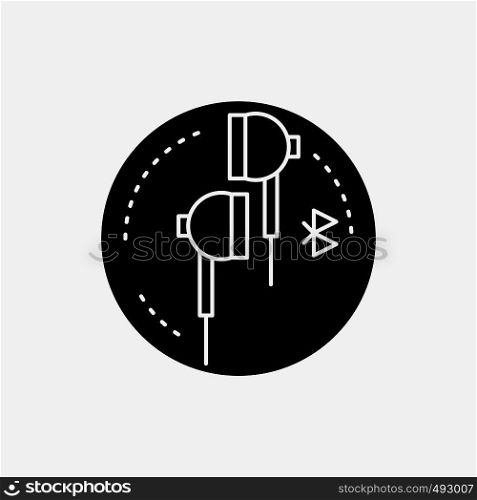 Headphone, ear, phone, bluetooth, music Glyph Icon. Vector isolated illustration. Vector EPS10 Abstract Template background