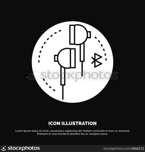 Headphone, ear, phone, bluetooth, music Icon. glyph vector symbol for UI and UX, website or mobile application. Vector EPS10 Abstract Template background