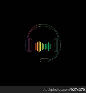 headphone earphone logo icon vector illustration template design