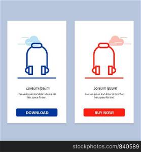 Headphone, Earphone, Phone, Music Blue and Red Download and Buy Now web Widget Card Template