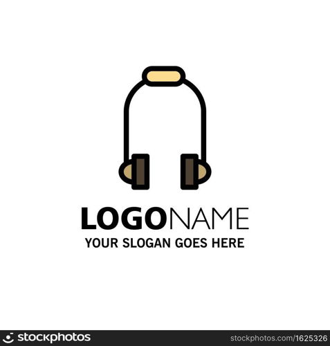 Headphone, Earphone, Phone, Music Business Logo Template. Flat Color