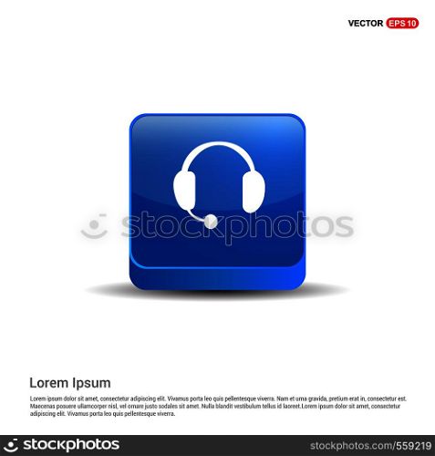 Headphone icon - 3d Blue Button.