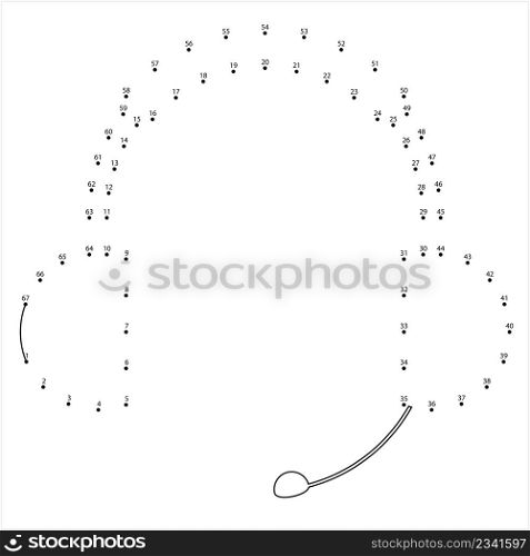 Headphone Icon Connect The Dots, Pair Of Small Loudspeaker Drivers Worn On Head Vector Art Illustration, Puzzle Game Containing A Sequence Of Numbered Dots