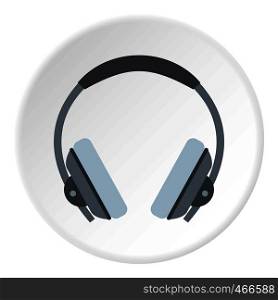 Headphone icon in flat circle isolated on white background vector illustration for web. Headphone icon circle