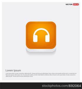 Headphone icon Orange Abstract Web Button - Free vector icon