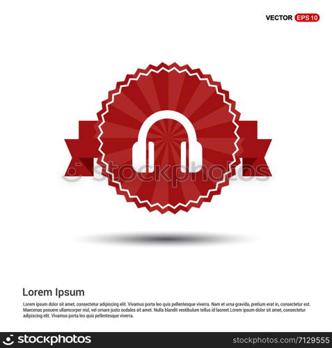 Headphone Icon - Red Ribbon banner