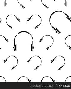 Headphone Icon Seamless Pattern, Head Phone Vector Art Illustration