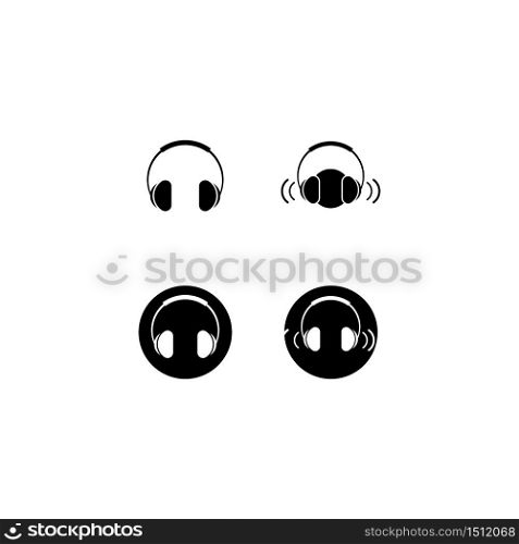 Headphone logo template vector icon illustration