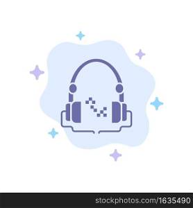 Headphone, Music, Audio, Hand free Blue Icon on Abstract Cloud Background