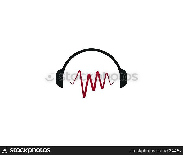 Headphone Music note logo Vector illustration design