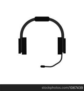 headphones and microphone tech support in flat style, vector. headphones and microphone tech support in flat style