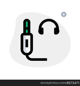 Headphones connected through standard audio jack.