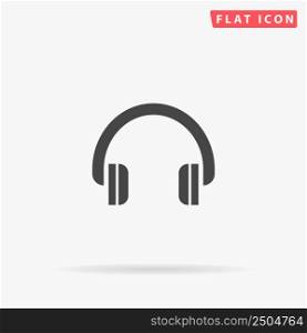 Headphones flat vector icon. Glyph style sign. Simple hand drawn illustrations symbol for concept infographics, designs projects, UI and UX, website or mobile application.. Headphones flat vector icon