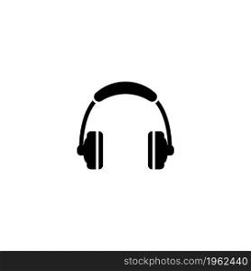 Headphones. Flat Vector Icon. Simple black symbol on white background. Headphones Flat Vector Icon