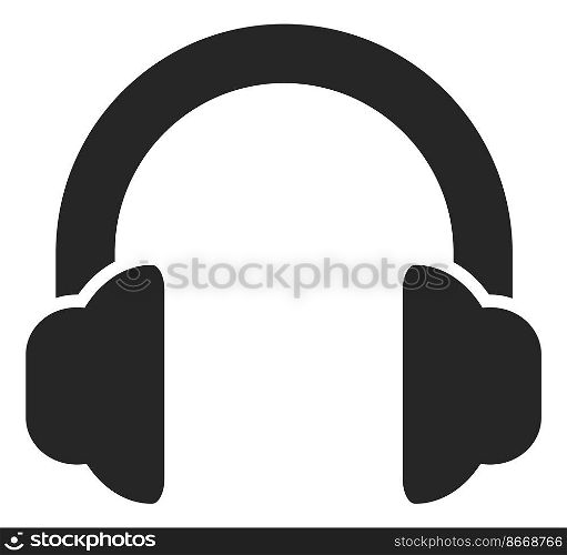 Headphones icon. Earphones symbol in black glyph style isolated on white background. Headphones icon. Earphones symbol in black glyph style