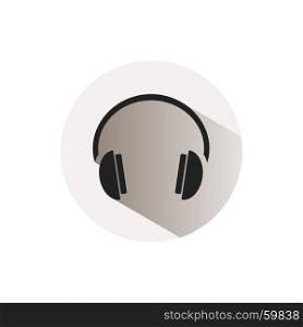 Headphones icon on a button and white background