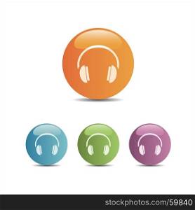 Headphones icon on a colored buttons and white background