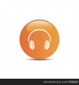 Headphones icon on a orange button and white background