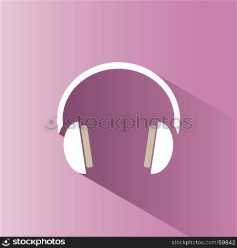 Headphones icon on a pink background with shade