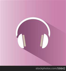 Headphones icon on a pink background with shade