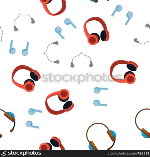 Headphones Icon Seamless Pattern Vector. Audio Stereo Headphones Icons. Volume Symbol. Listen Music. Acoustic Accessory. Illustration. Headphones Icon Vector Seamless Pattern