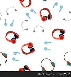 Headphones Icon Seamless Pattern Vector. Audio Stereo Headphones Icons. Volume Symbol. Listen Music. Acoustic Accessory. Illustration. Headphones Icon Vector Seamless Pattern