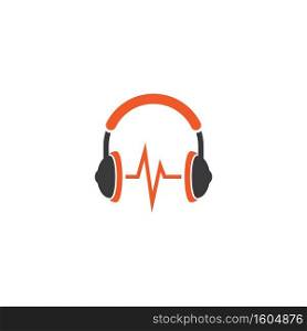 Headphones music logo vector design