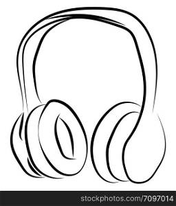 Headphones sketch, illustration, vector on white background.