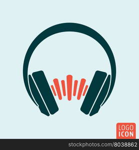 Headphones sound wave. Headphones icon. Headphones with sound wave. Vector illustration