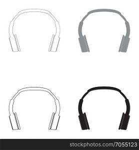 Headphones the black and grey color set icon .. Headphones it is the black and grey color set icon .