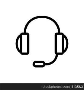 headphones with a microphone icon vector. A thin line sign. Isolated contour symbol illustration. headphones with a microphone icon vector. Isolated contour symbol illustration