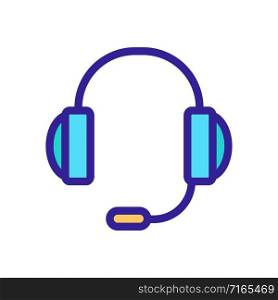 headphones with a microphone icon vector. A thin line sign. Isolated contour symbol illustration. headphones with a microphone icon vector. Isolated contour symbol illustration