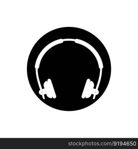 Headphones with microphone and sound waves beats, concept of radio station logo, dj disco symbol, broadcasting studio label, customer support emblem flat back icon, modern design vector illustration