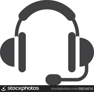 headphones with microphone illustration in minimal style isolated on background