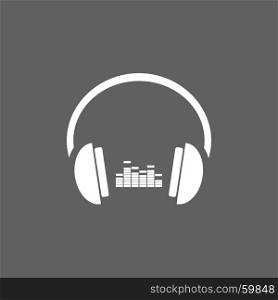 Headphones with music icon on dark background