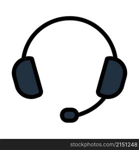 Headset Icon. Editable Bold Outline With Color Fill Design. Vector Illustration.