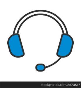 Headset Icon. Editable Bold Outline With Color Fill Design. Vector Illustration.