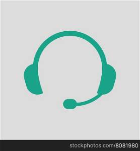 Headset icon. Gray background with green. Vector illustration.