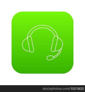 Headset icon green vector isolated on white background. Headset icon green vector