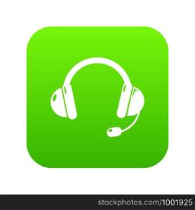 Headset icon green vector isolated on white background. Headset icon green vector