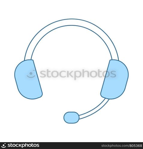 Headset Icon. Thin Line With Blue Fill Design. Vector Illustration.