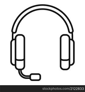 Headset mic icon outline vector. Microphone headphone. Service center. Headset mic icon outline vector. Microphone headphone