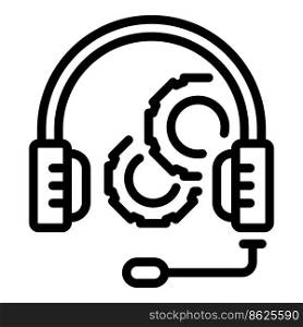 Headset support icon outline vector. Online technician. Help computer. Headset support icon outline vector. Online technician